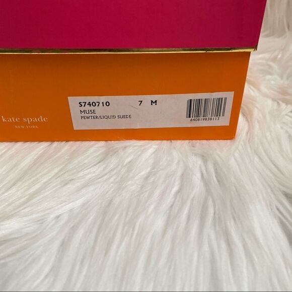 Kate Spade Muse pewter liquid suede leather sling back bow heel sandal 7 - Picture 8 of 9
